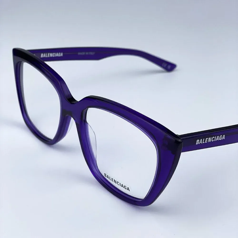 SALE! NEW Balenciaga BB0062O 003 Violet Logo Square Women Eyeglasses